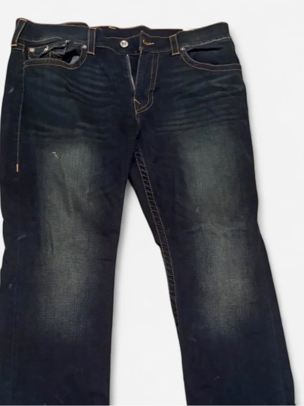 True Religion Men's Dark Indigo Straight Jeans